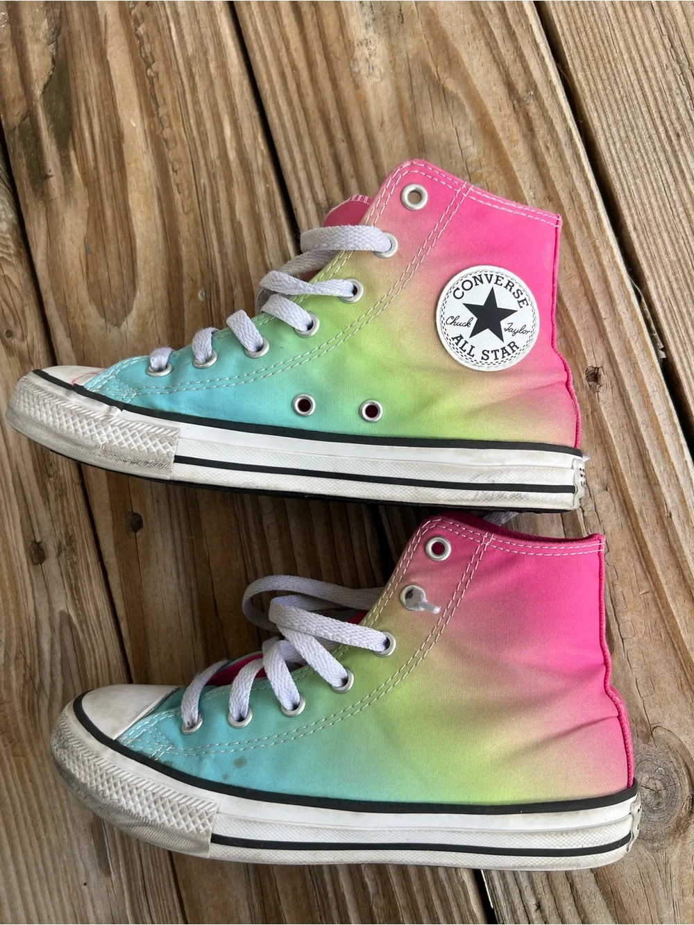 Converse Kids High Top Sneakers - Pink, Teal, Lime Gradient